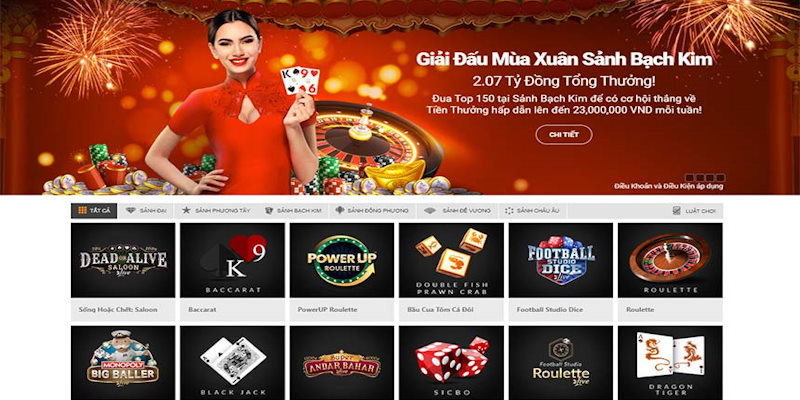 Danh mục game đa dạng với hàng nghìn trò chơi đình đám trên web